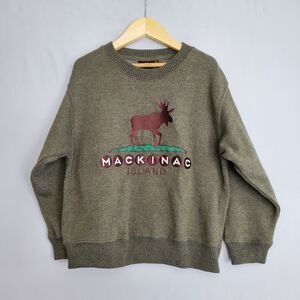 Valani Mackinac Island Teen SML Sweatshirt Embroidered Michigan Souvenir Moose